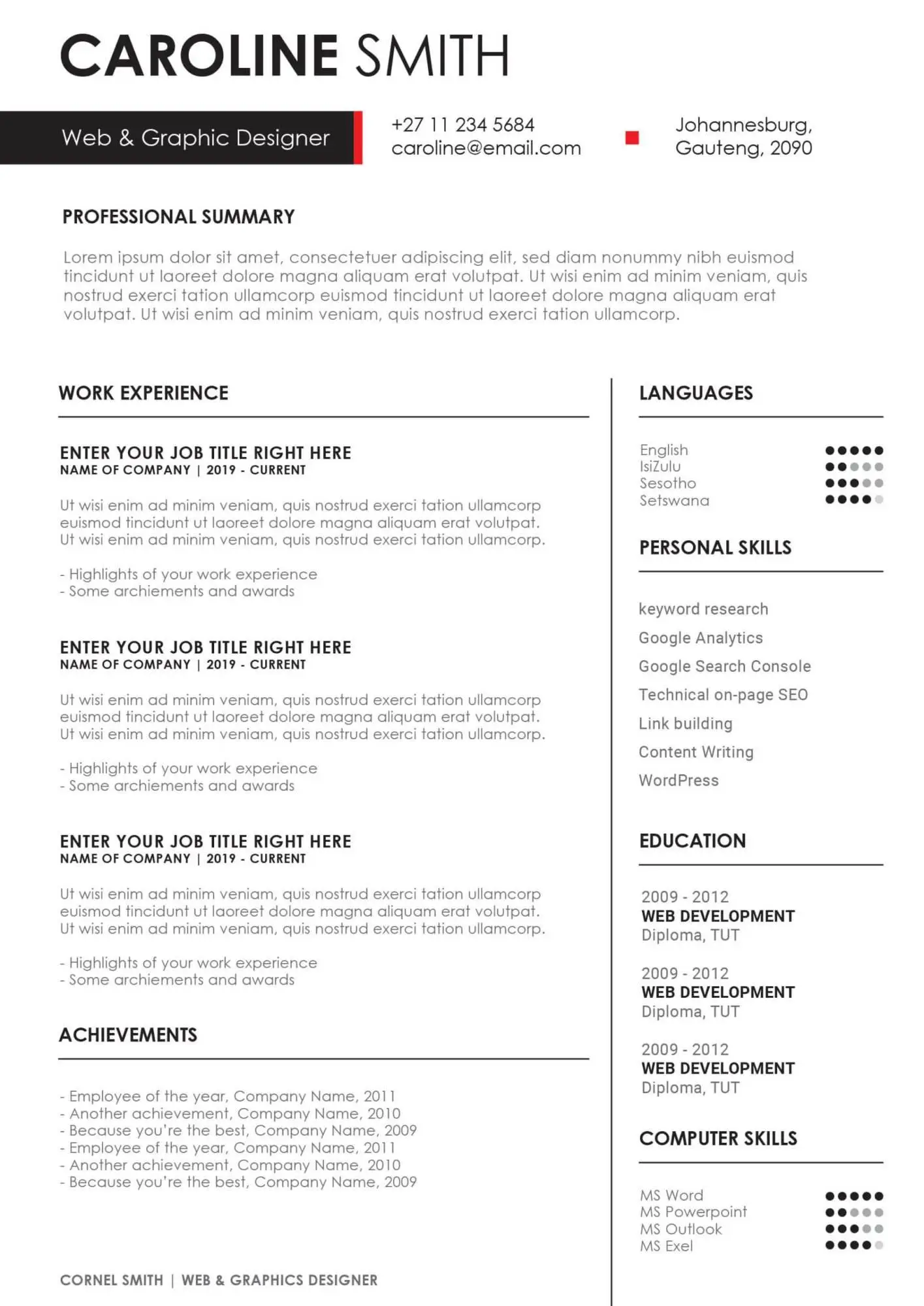 Download free cv template - CVs Portal